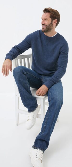 Blue Straight Fit Ankle Jeans