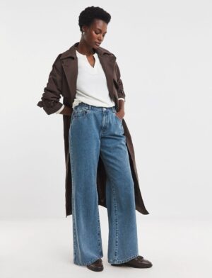 Blue Elasticated Wide Leg Jeans