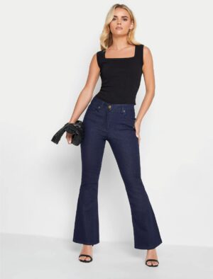 Rinse Dark Blue Kick Flare Jeans